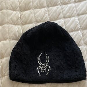 Spyder Black Knit Beanie with Crystal Logo